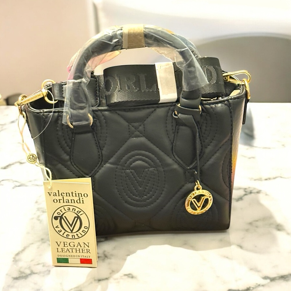 Valentino Orlandi  Black Mini Bag with Gold Accents
